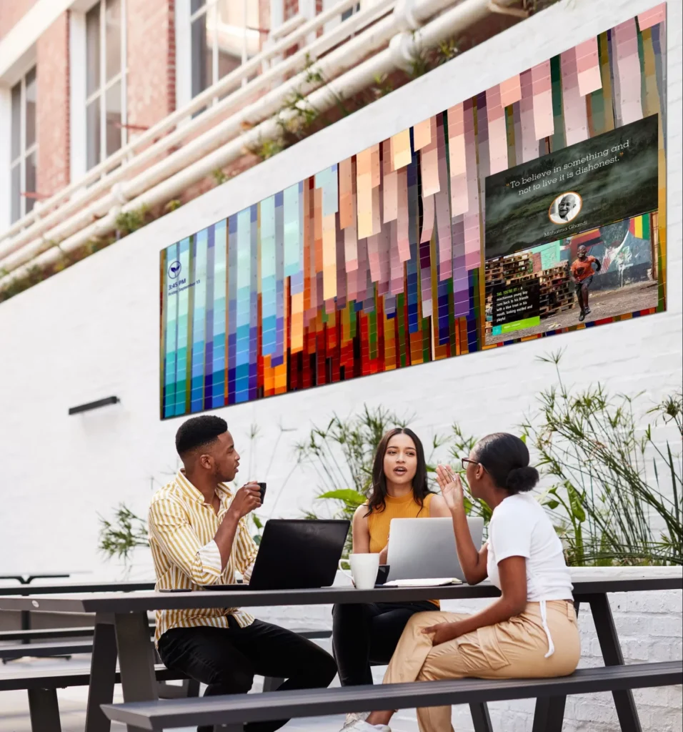 TouchSource Outdoor Video Walls turn outdoor spaces into welcoming community areas.